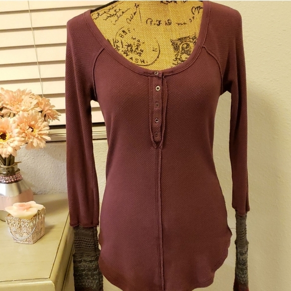 Free People Tops - Free People Crocheted Henley Top